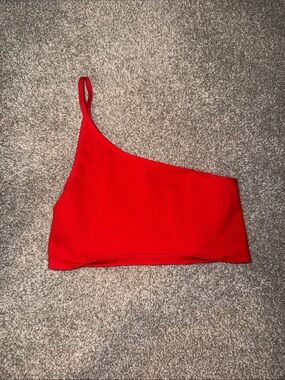 Urban Outfitters Red One-Shoulder Ribbed Crop Top